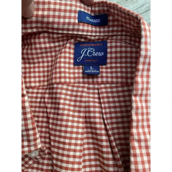 J Crew Dress Shirt Men's Large Red Classic Plaid Check Performance Stretch New - Picture 4 of 4